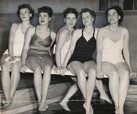 Gini Doelle Tucker, part of the Popcorn Club in 1948 (above, second from right), still swims in the club today  that?s Gini second from left, surrounded by a couple of 96-year-olds, Margarete Hicken and Lilian Greene.