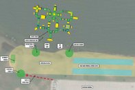 Commercial Recreation Specialists' conceptual rendering of Meadowmere, a first-of-its-kind water-based family entertainment center.