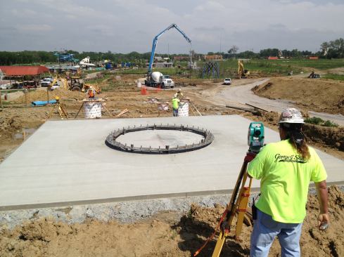 Conceptualized in November 2012 by Jeff Henry, construction commenced in mid-2013. Shown here is a view down the hill from what would become the base of Verrückt.
