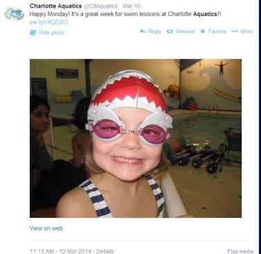 @CltAquatics sure seems to keep its patrons happy. It doesn't get much cuter than this. We're loving the kid-friendly dolphin goggles and the fun, colorful environment of this facility. Teaching youngsters to swim is key to promoting water safety, but this proves it can be fun, too. #AISwimSocial