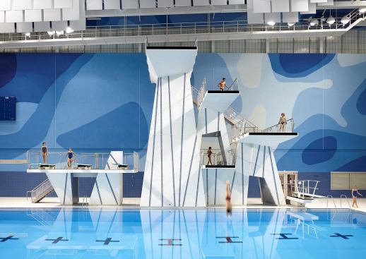 The unique dive towers played an important role in executing the design concept for the facility.