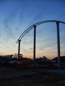 The spline of Verruckt is erected.