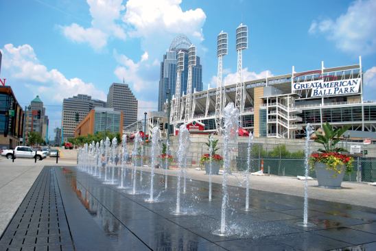 Say the designers: “The fountains had to be able to withstand the harsh Ohio winters. They were designed to be institutional and last more than 50 years. Some of the features fall within the 100-year flood level, and this required additional coordination with the Army Core of Engineers.”