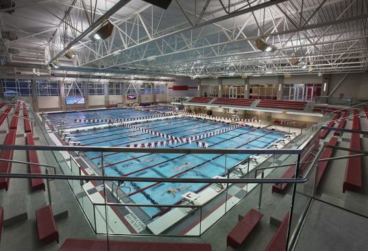 This is a truly versatile facility, designed not only as a state-of-the art competition venue but also to house physical education and recreational use, thanks largely to the moveable floor and bulkhead. The moveable pool bottom allows for faster, deep water during competitions, while allowing for the shallow water that’s appropriate for physical education and recreational exercise.