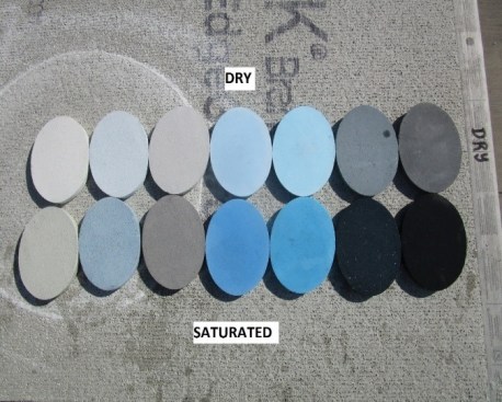 A comparison of dry and wet plaster samples.