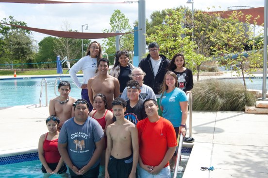 In addition to giving kids lifesaving skills, SwimATX prepares students for job readiness. The City of Austin employs more than 600 seasonal pool staff each year. SwimATX serves as a feeder program for area aquatic facilities. Seen here are students from  Lyndon B. Johnson Early College High School in Austin.
