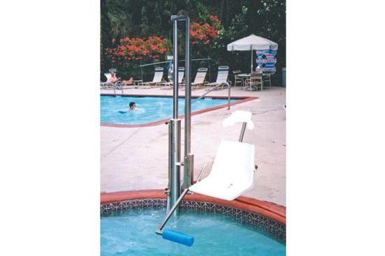 Aquatic Access:  The redesigned IGAT-180 series of ADA-compliant pool lifts by Aquatic Access Inc. includes bariatric units and a variety of seating options, along with the green power of flowing water, for the most attractive and cost-effective means of access to all pools, including those with infinity edges, per maker. Contact: 800.325.5438; aquaticaccess.com