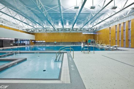 The Kodiak Island Borough Community Swimming Pool features innovations such as on-site chlorine generation. This newer, saline pool-sanitizing technology costs less to operate, requires less storage space, and minimizes the necessity for deliveries and handling of chemicals. The pool also includes ultraviolet sanitization.