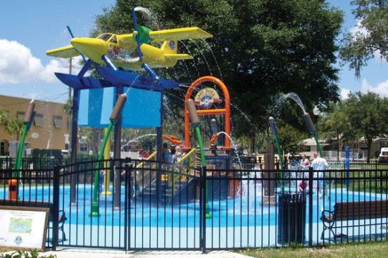 The Wooten Park splashpark

was the first phase of an $8 million upgrade project, which also

included an 83-slip marina, a ship’s store modeled after the

historic Woodlea House, new seaplane ramp, fueling facilities for

seaplanes and boats, and a custom LED lighting and sound system

that illuminates the surrounding canopy of live oaks. A future

addition to the area is in the works: a replica of the historic

Tavares Pavilion, an over-water, 2-story community gathering

place.