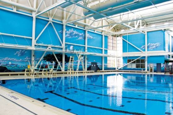 The aquatics area itself was built as part of a multi-phase renovation project. It was difficult to find contractors available to bid on the job was difficult because of the high volume of ongoing work nearby. To resolve this issue, designers opted for a pre-engineered modular

pool system, providing durability and high performance characteristics, while minimizing the need for additional trades people for construction and ceramic tiling. Designers also planned for longevity accounting for operational costs, maintenance and other factors. For example, features from the play structure were constructed from stainless steel to provide ultimate durability and low maintenance costs. Additional costs saving measures include VFD drives on pool circulation pumps and a slide layout that minimizes the need of additional staff members.